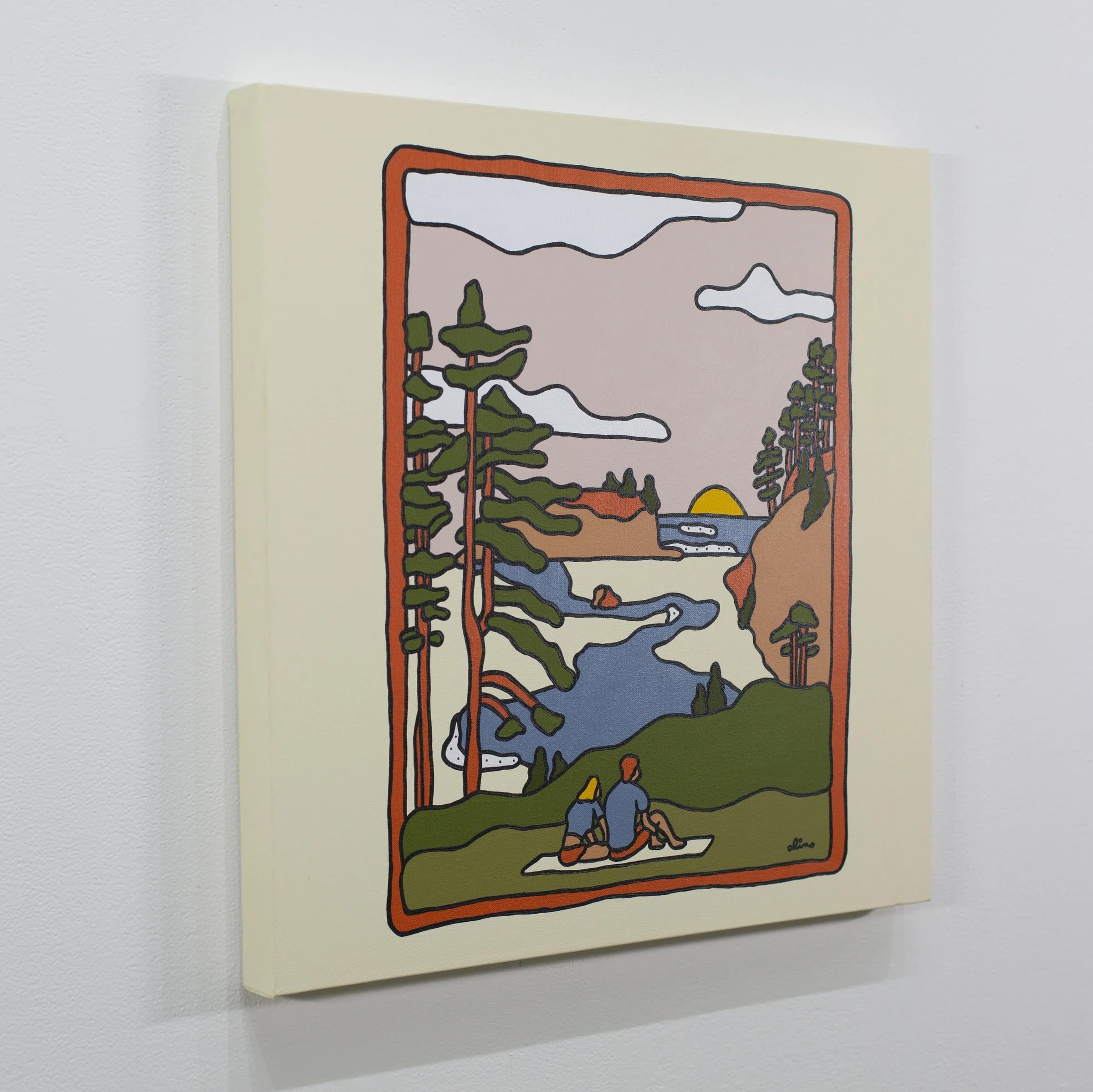 A Better View, 2022 — 18 × 24 in. — ABV Gallery, Atlanta, GA — contemporary art, post-pop art, colorful wall art by Alimo, post-pop surf artist Brooklyn NY — image 1 of 3