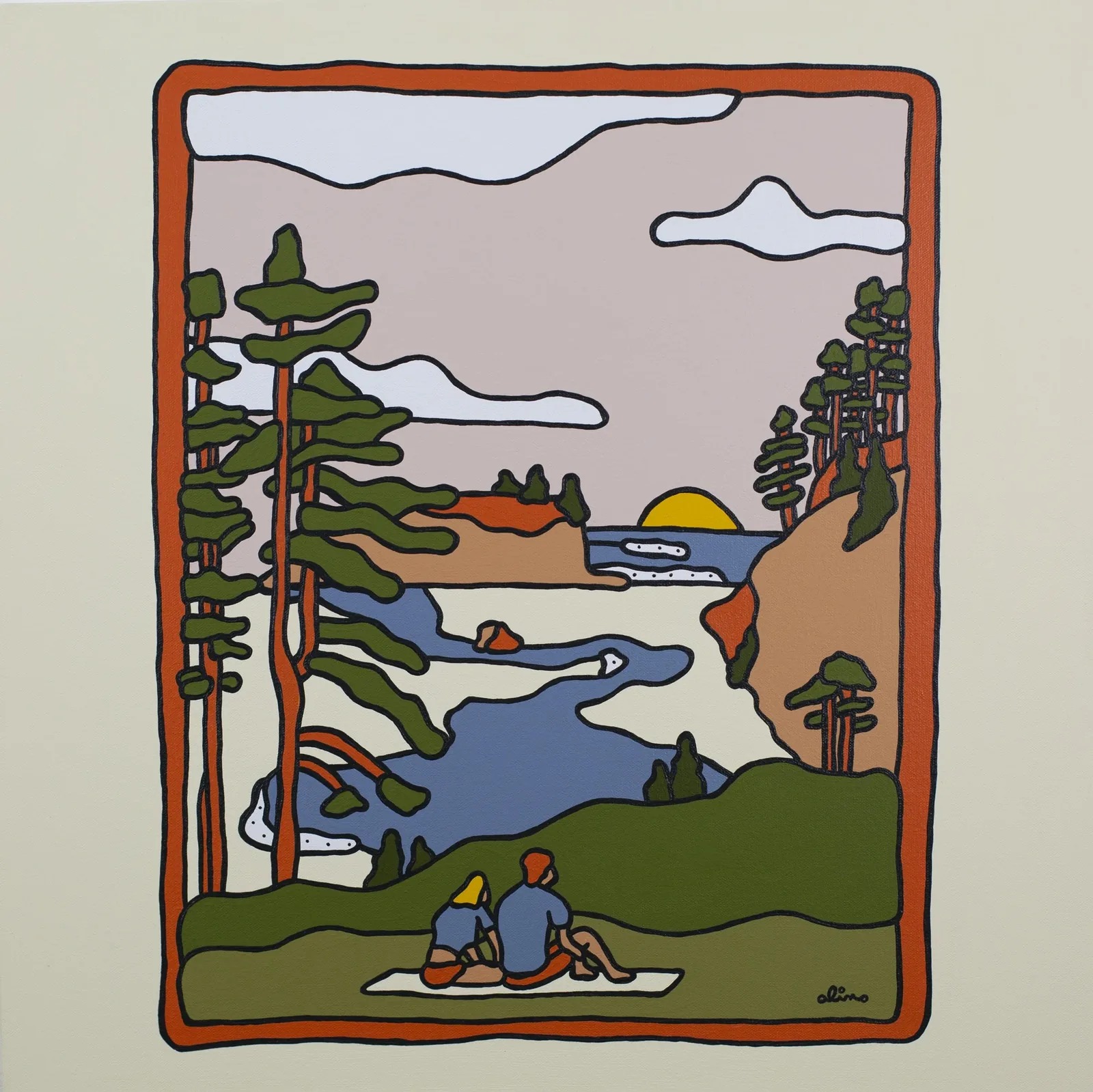 A Better View, 2022 — 18 × 24 in. — ABV Gallery, Atlanta, GA — contemporary art, post-pop art, colorful wall art by Alimo, post-pop surf artist Brooklyn NY — image 2 of 3