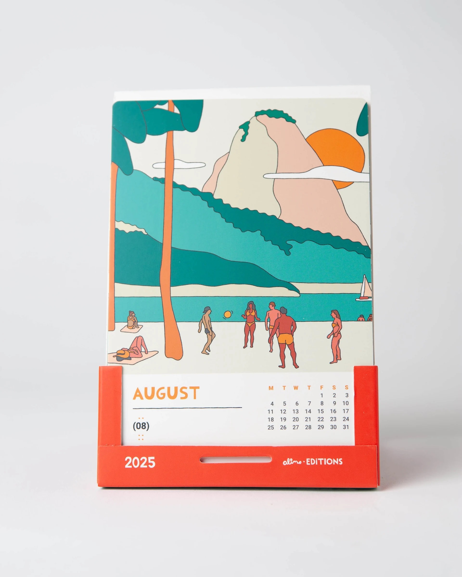 Alimo Desk Calendar, 2025 — Set of 12 cards, 4 × 6 in. — contemporary art, post-pop art, colorful wall art by Alimo, post-pop surf artist Brooklyn NY — image 2 of 6