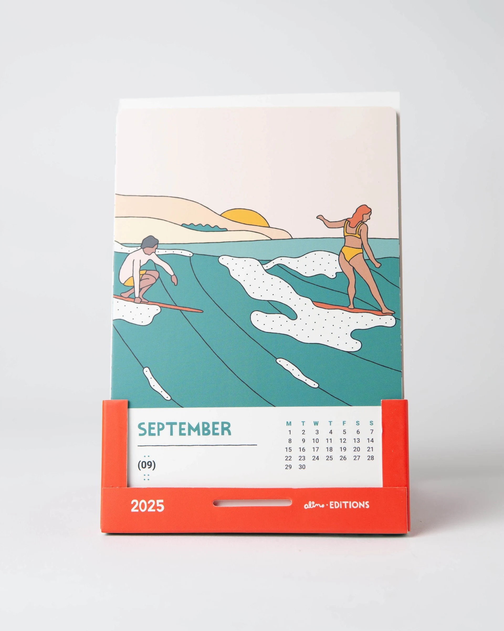 Alimo Desk Calendar, 2025 — Set of 12 cards, 4 × 6 in. — contemporary art, post-pop art, colorful wall art by Alimo, post-pop surf artist Brooklyn NY — image 4 of 6