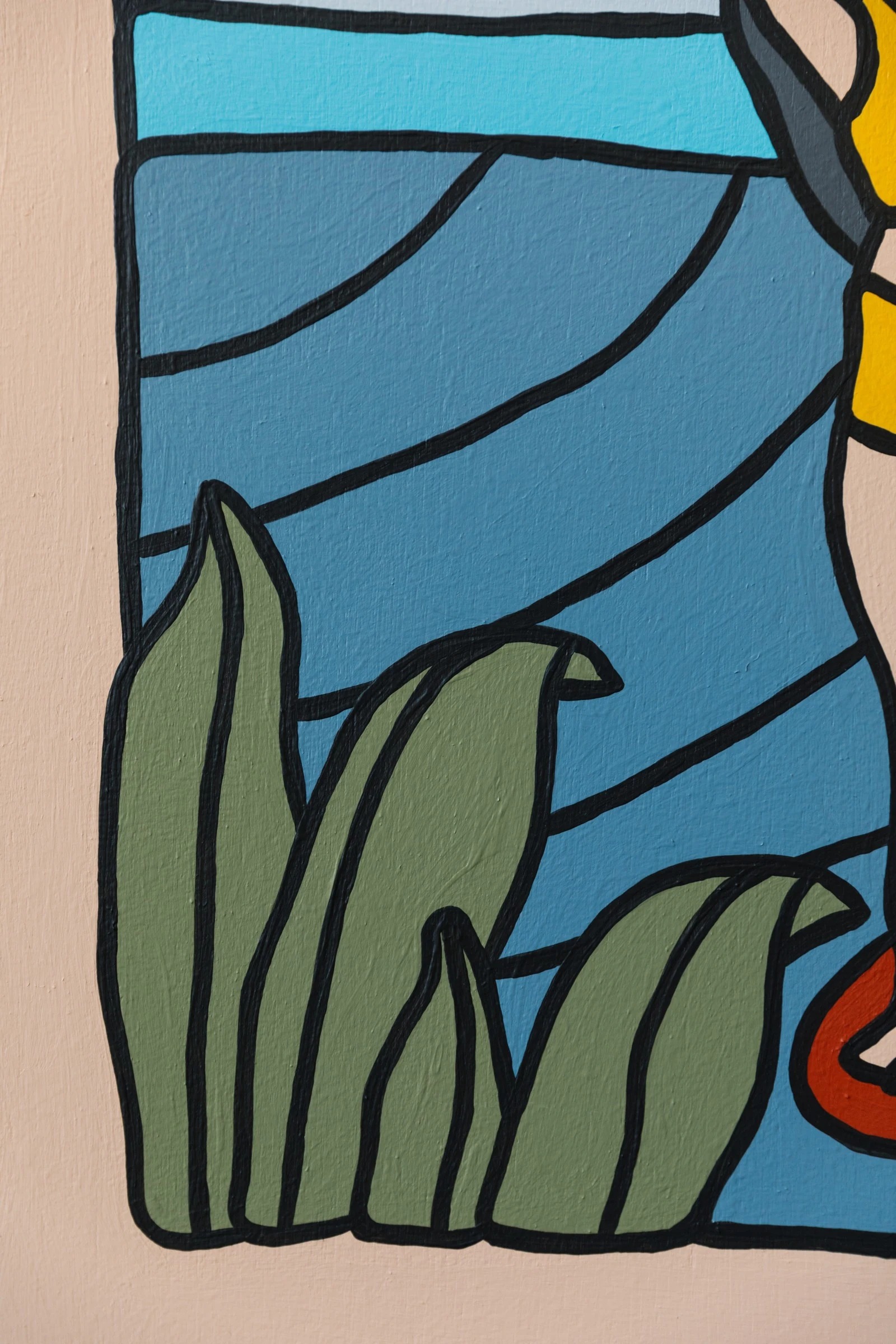 For the Better, 2019 — Acrylic on canvas, 24 × 24 in. — Jolby Art Show, Portland, OR — original acrylic painting, bold colorful painting, acrylic on canvas by Alimo, post-pop surf artist Brooklyn NY — image 2 of 3