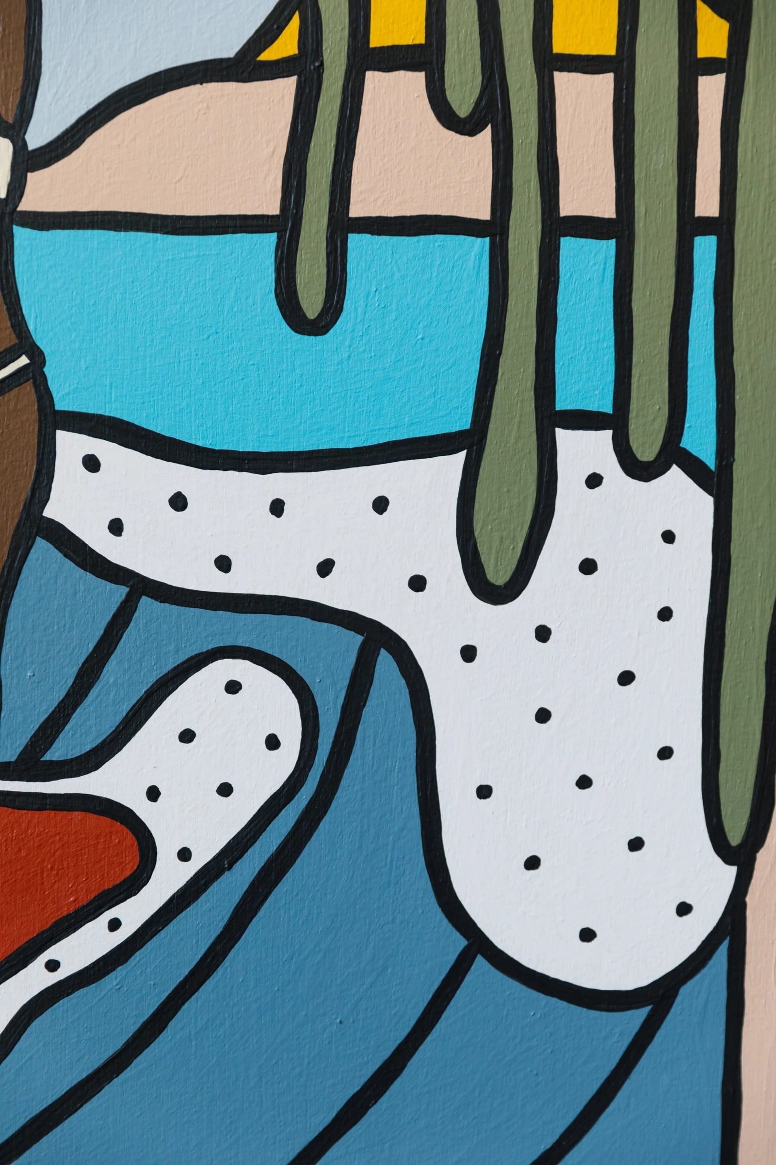 For the Better, 2019 — Acrylic on canvas, 24 × 24 in. — Jolby Art Show, Portland, OR — original acrylic painting, bold colorful painting, acrylic on canvas by Alimo, post-pop surf artist Brooklyn NY — image 3 of 3