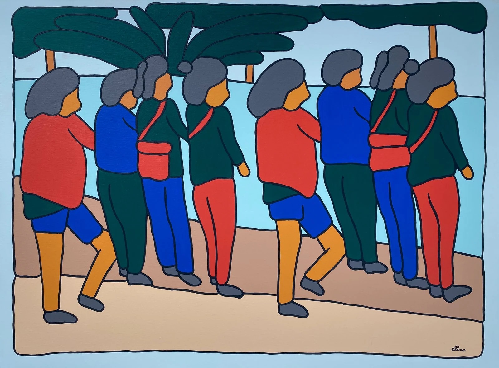 Untitled 36x48" in., 2022 — contemporary art, post-pop art, colorful wall art by Alimo, post-pop surf artist Brooklyn NY