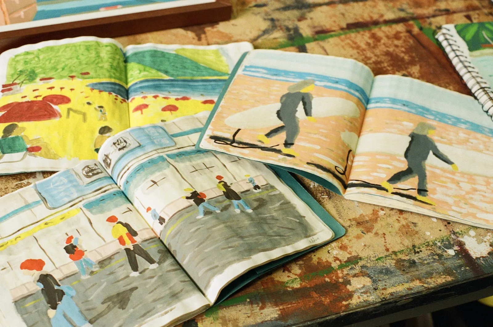Alimo Studio Sketchbooks, 2025 — contemporary art, post-pop art, colorful wall art by Alimo, post-pop surf artist Brooklyn NY — image 1 of 3
