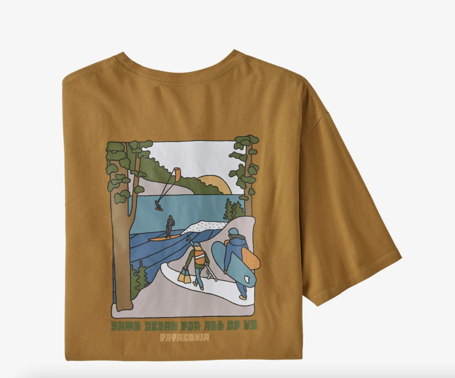Alimo x Patagonia, 2021 — Same Ocean Organic Tee — surf art, surf lifestyle art, ocean wall art, surf lifestyle brand art, art collaboration by Alimo, post-pop surf artist Brooklyn NY — image 1 of 4
