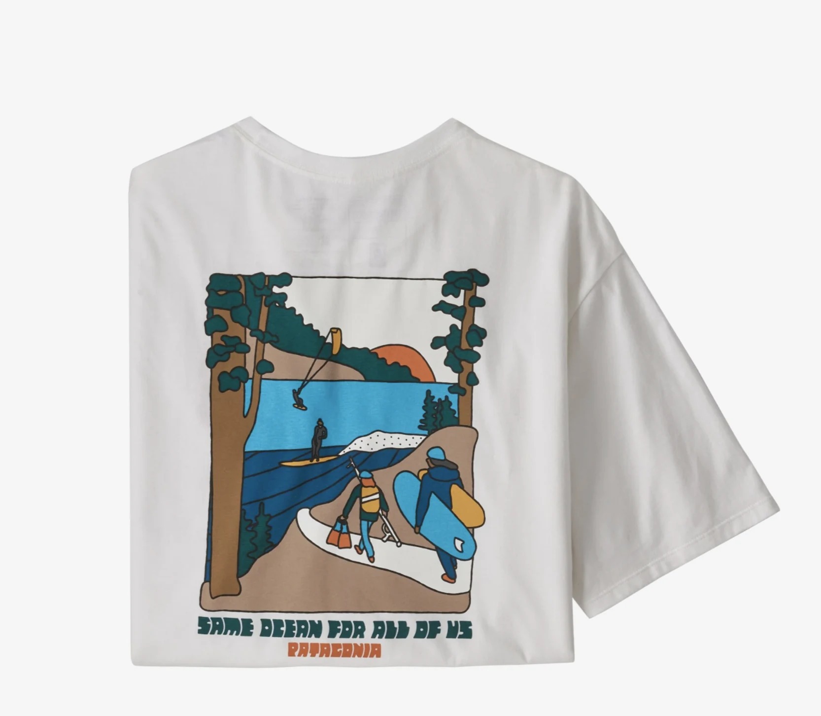 Alimo x Patagonia, 2021 — Same Ocean Organic Tee — surf art, surf lifestyle art, ocean wall art, surf lifestyle brand art, art collaboration by Alimo, post-pop surf artist Brooklyn NY — image 2 of 4