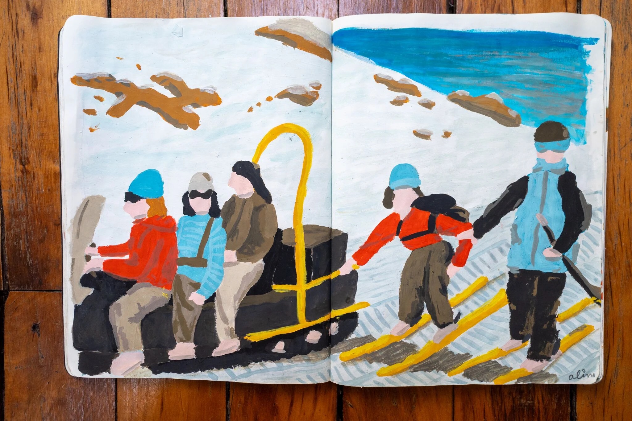 Alimo x Swatch Nines, 2025 — Visual diary — Schilthorn, Switzerland — snowboard art, snowboard wall art, mountain lifestyle art, surf lifestyle brand art, art collaboration by Alimo, post-pop surf artist Brooklyn NY — image 16 of 33