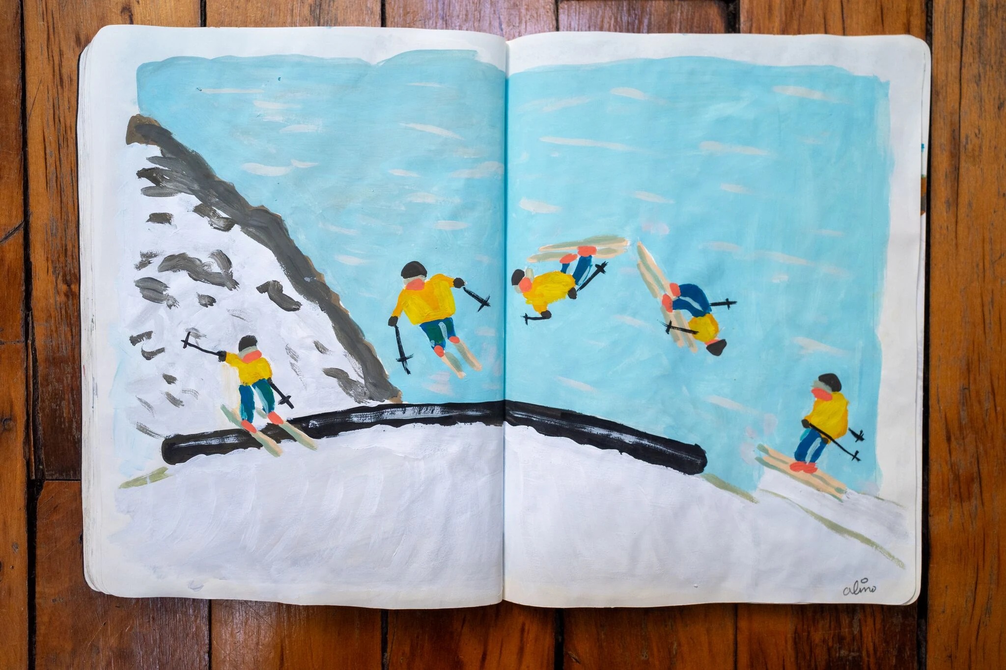 Alimo x Swatch Nines, 2025 — Visual diary — Schilthorn, Switzerland — snowboard art, snowboard wall art, mountain lifestyle art, surf lifestyle brand art, art collaboration by Alimo, post-pop surf artist Brooklyn NY — image 7 of 33