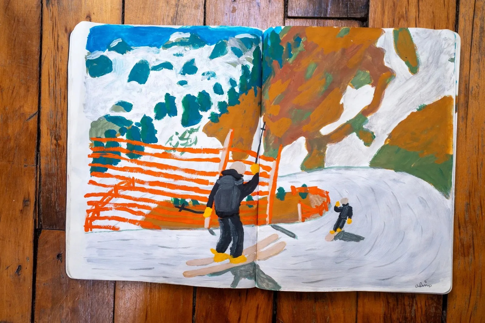 Alimo x Swatch Nines, 2025 — Visual diary — Schilthorn, Switzerland — snowboard art, snowboard wall art, mountain lifestyle art, surf lifestyle brand art, art collaboration by Alimo, post-pop surf artist Brooklyn NY — image 8 of 33