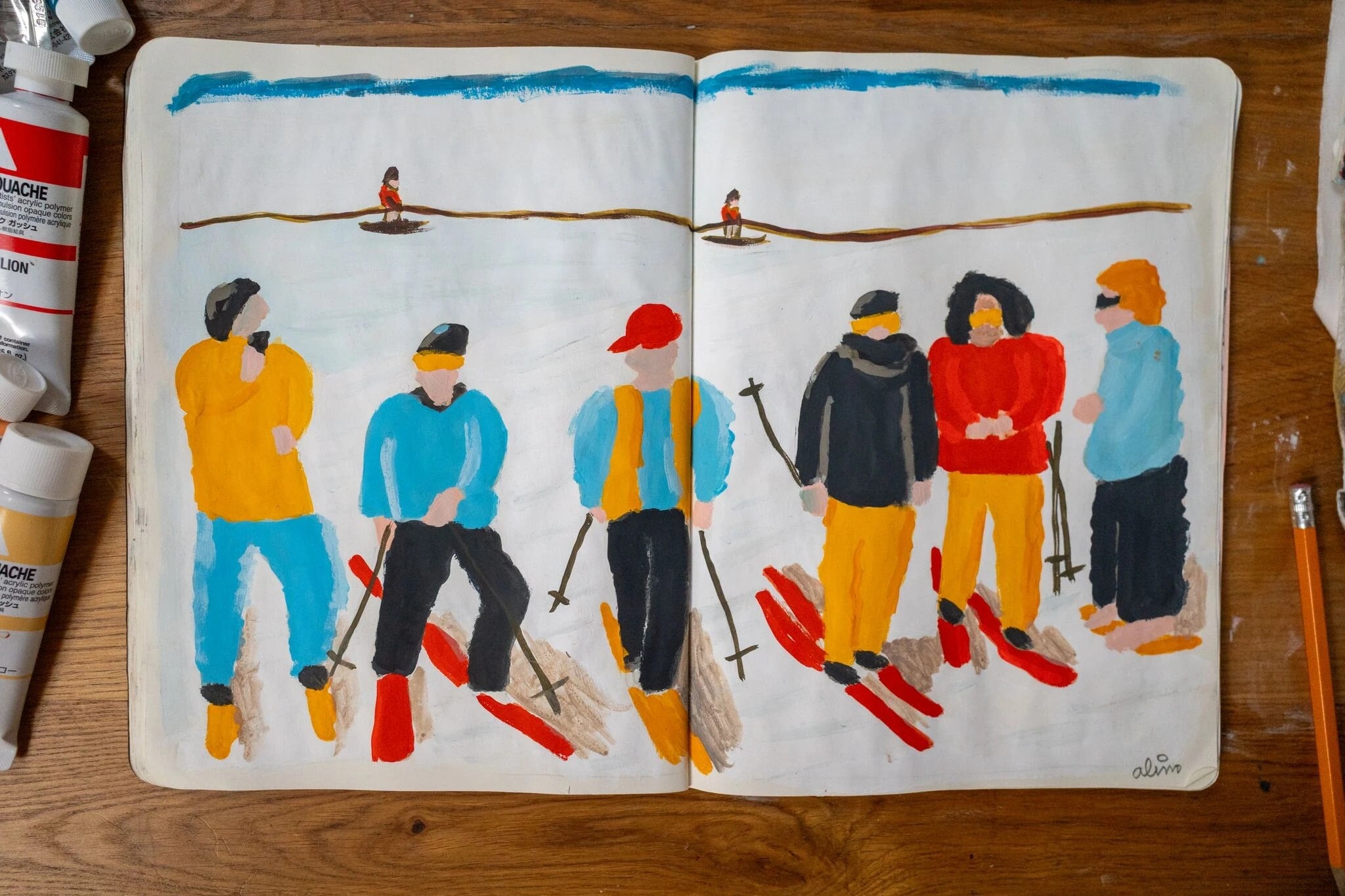 Alimo x Swatch Nines, 2025 — Visual diary — Schilthorn, Switzerland — snowboard art, snowboard wall art, mountain lifestyle art, surf lifestyle brand art, art collaboration by Alimo, post-pop surf artist Brooklyn NY — image 14 of 33