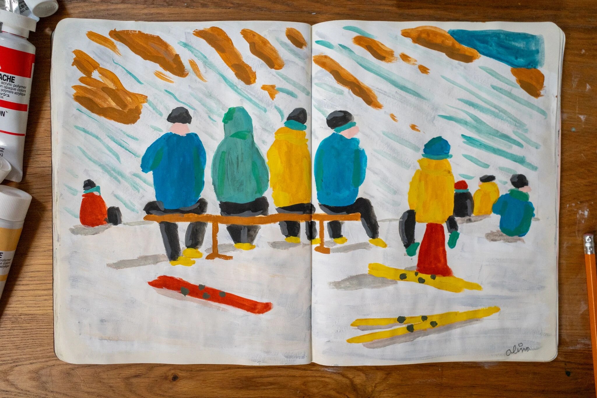 Alimo x Swatch Nines, 2025 — Visual diary — Schilthorn, Switzerland — snowboard art, snowboard wall art, mountain lifestyle art, surf lifestyle brand art, art collaboration by Alimo, post-pop surf artist Brooklyn NY — image 17 of 33