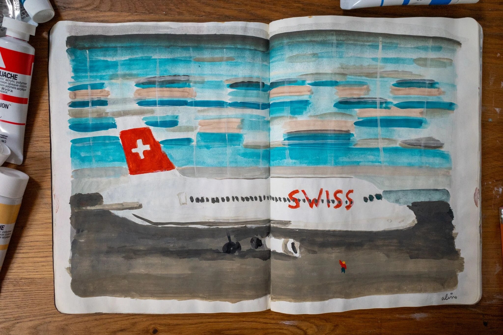 Alimo x Swatch Nines, 2025 — Visual diary — Schilthorn, Switzerland — snowboard art, snowboard wall art, mountain lifestyle art, surf lifestyle brand art, art collaboration by Alimo, post-pop surf artist Brooklyn NY — image 29 of 33