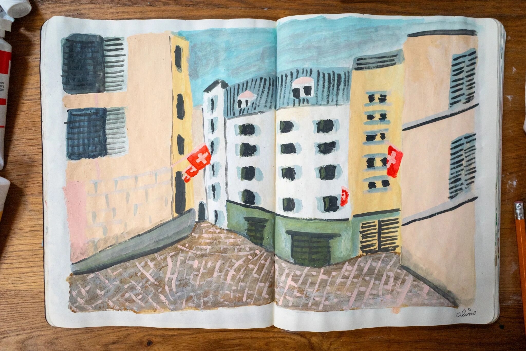 Alimo x Swatch Nines, 2025 — Visual diary — Schilthorn, Switzerland — snowboard art, snowboard wall art, mountain lifestyle art, surf lifestyle brand art, art collaboration by Alimo, post-pop surf artist Brooklyn NY — image 26 of 33