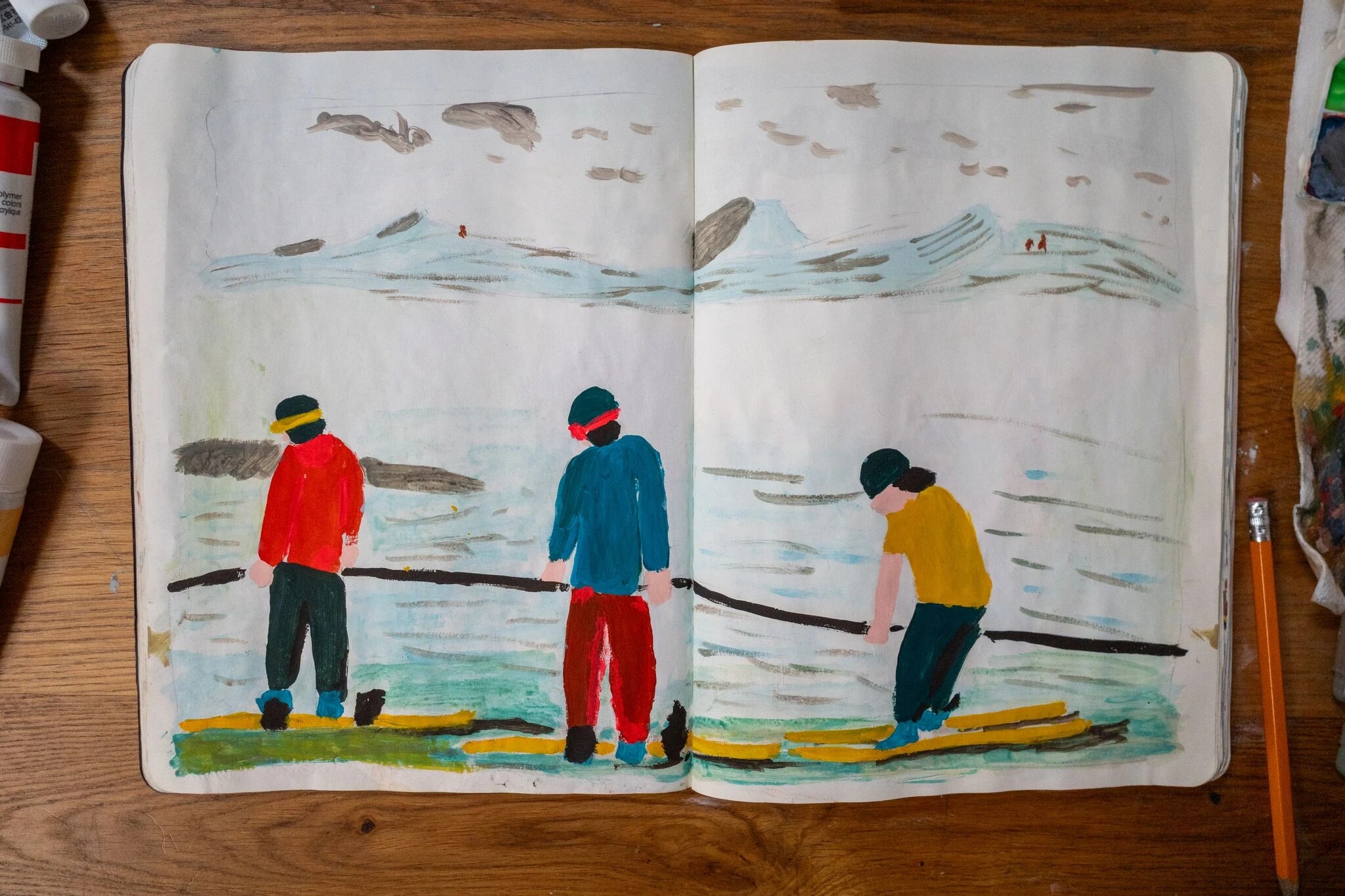 Alimo x Swatch Nines, 2025 — Visual diary — Schilthorn, Switzerland — snowboard art, snowboard wall art, mountain lifestyle art, surf lifestyle brand art, art collaboration by Alimo, post-pop surf artist Brooklyn NY — image 12 of 33